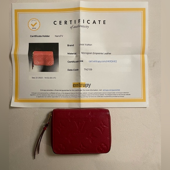 Authentic Louis Vuitton Emprentei Compact Zipper Wallet Beautiful Red COA - Picture 5 of 14